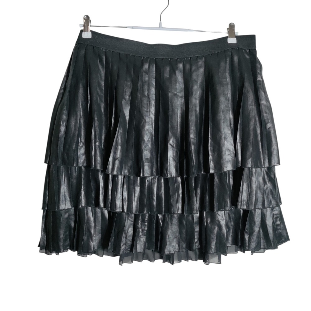 DKNY Jeans Black Tiered Pleated Mini Skirt Plus‎ Size 22/24 Elastic Waist